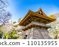 Mutsu Kokubunji Yakushido Bell Tower Spring cherry blossoms in full bloom Sendai City, Miyagi Prefecture Mutsu Kokubunji Yakushido Bell Tower Spring cherry blossoms in full bloom Sendai City, Miyagi Prefecture 110135955