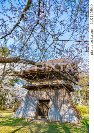 陸奧國分寺藥師堂鐘樓 宮城縣仙台市春天的櫻花盛開 陸奧國分寺藥師堂鐘樓 宮城縣仙台市春天的櫻花盛開 110135960