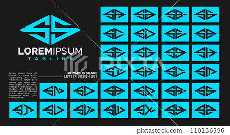 Bundle of geometric line rhombus letter S SS logo design Bundle of geometric line rhombus letter S SS logo design 110136596