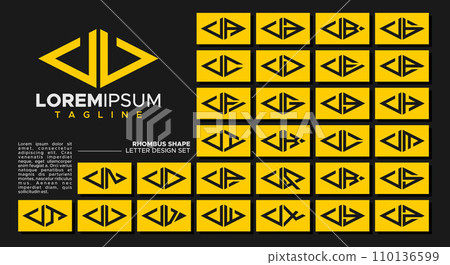 Bundle of geometric line rhombus letter U UU logo design 110136599