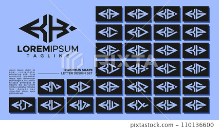 Bundle of geometric line rhombus letter K KK logo design 110136600
