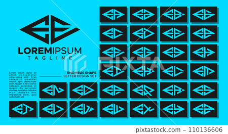 Bundle of geometric line rhombus letter E EE logo design Bundle of geometric line rhombus letter E EE logo design 110136606