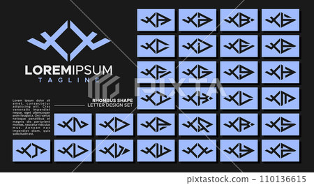 Bundle of geometric line rhombus letter X XX logo design Bundle of geometric line rhombus letter X XX logo design 110136615
