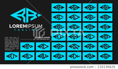 Bundle of geometric line rhombus letter R RR logo design Bundle of geometric line rhombus letter R RR logo design 110136620