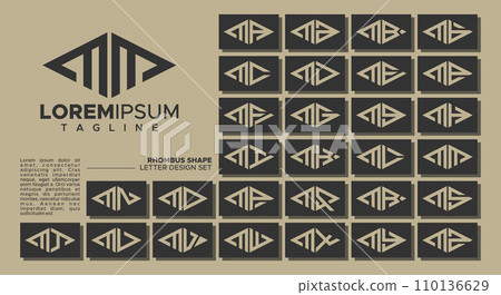 Bundle of geometric line rhombus letter M MM logo design Bundle of geometric line rhombus letter M MM logo design 110136629