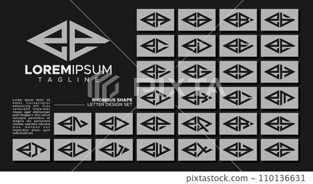 Bundle of geometric line rhombus lowercase letter E EE logo design Bundle of geometric line rhombus lowercase letter E EE logo design 110136631