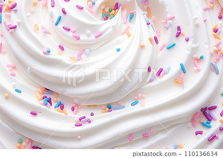Whipped cream and sprinkles, close up.Ai Generated	 110136634
