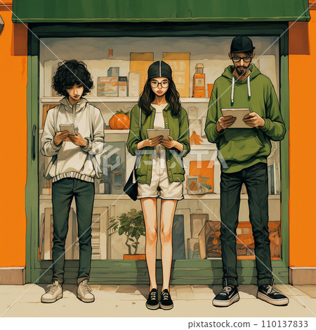 外國遊客閱讀旅遊指南 110137833