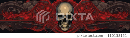 AI-generated content. Mysterious human skull head as banner 110138131