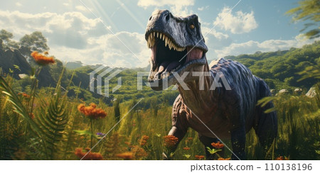 AI-generated content. Prehistoric, mystic dinosaur in the nature, animal and wildlife concept 110138196