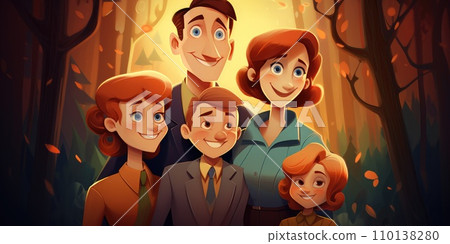 AI-generated content. Happy family concept, a group of one or more parents and their children living together as a unit AI-generated content. Happy family concept, a group of one or more parents and their children living together as a unit 110138280