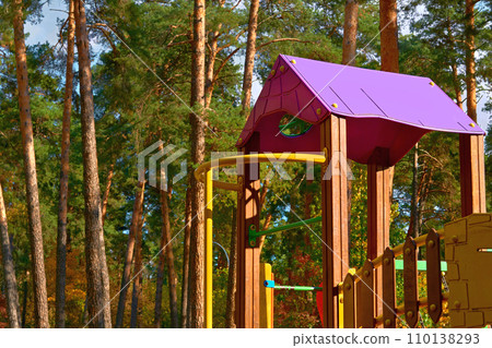 Summer spring children's playground in park Summer spring children's playground in park 110138293