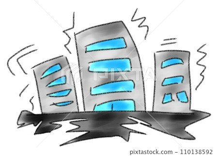 高層建築因地震而搖晃 高層建築因地震而搖晃 110138592