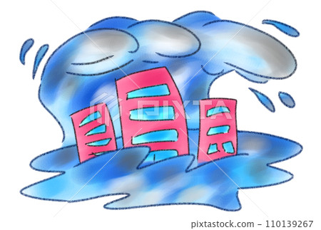 A huge tsunami that swallows a building 110139267