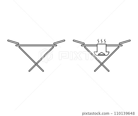 Clothes drying rack. Stand for dryer clothes. Isolated vector illustration on empty background. Clothes drying rack. Stand for dryer clothes. Isolated vector illustration on empty background. 110139648