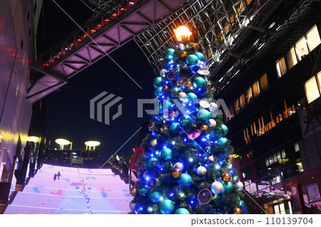 Kyoto Station Building grand staircase and Christmas tree in December Kyoto Station Building grand staircase and Christmas tree in December 110139704