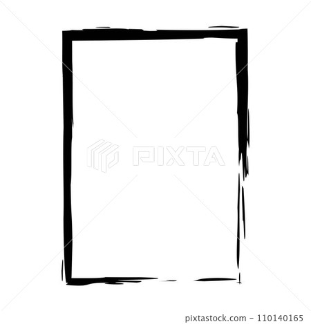 Grunge frame shape icon, vertical rectangle decorative vintage border doodle element for simple banner design in vector illustration 110140165