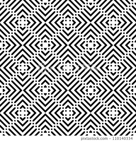 Abstract Seamless Geometric Checked Black and White Pattern. Vector Art. 110140334