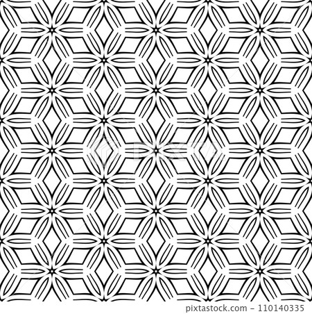 Abstract Seamless Geometric Pattern. Black and White Texture. Vector Art. 110140335