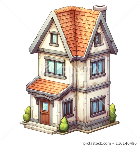 Isometric family house building icon in cartoon hand draw style. Residential home property isolated. Perfect for design decoration. Isometric family house building icon in cartoon hand draw style. Residential home property isolated. Perfect for design decoration. 110140486