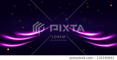 Abstract futuristic glowing pink curved line on dark blue background. Abstract futuristic glowing pink curved line on dark blue background. 110140681