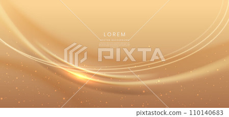 Abstract gold curved background with lighting effect and sparkle with copy space for text. Luxury design style. Abstract gold curved background with lighting effect and sparkle with copy space for text. Luxury design style. 110140683