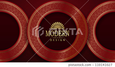 Gorgeous textured illustration, round frame with gold ornament 110141027