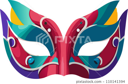 Carnival. Carnival mask. Design for poster. 2024. February 8. Colorful birthday or carnival background. Venetian carnival mask. Background. 110141394
