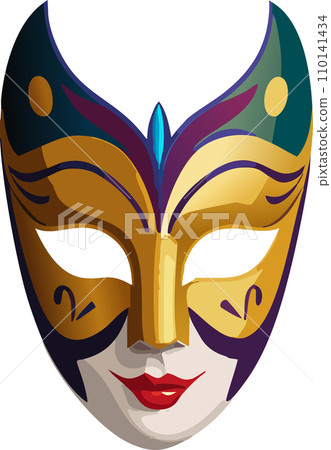 Carnival. Carnival mask. Design for poster. 2024. February 8. Colorful birthday or carnival background. Venetian carnival mask. Background. 110141434