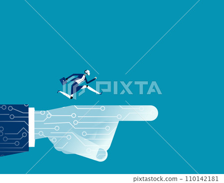 AI pointing to success. Artificial intelligence business vector illustration 110142181