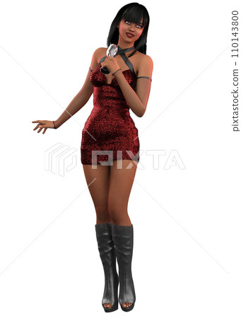 3D Render of Dark skinned girl in red sequin dress 3D Render of Dark skinned girl in red sequin dress 110143800