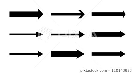 set of straight long horizontal arrows. Vector illustration set of straight long horizontal arrows. Vector illustration 110143953