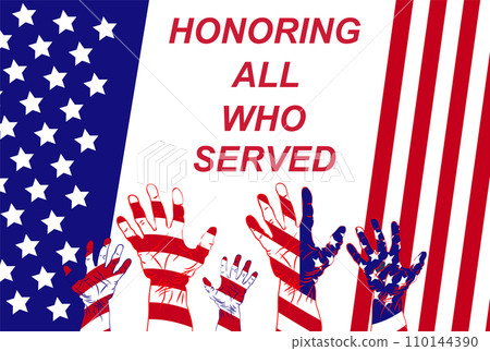 US Veterans Day background. Happy Veterans Day. American flags. US Flag. November 11 Poster, Banner, Greeting Card, Flyer, Template 110144390