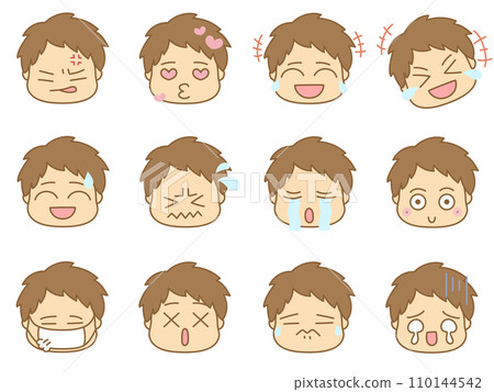 Emoticon icons with various expressions for men 3 110144542