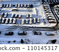 Top view of the car parking in the courtyard in winter. 110145317