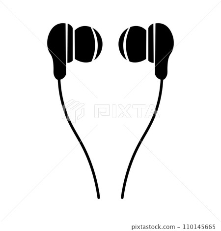 Earphones black vector icon on white background Earphones black vector icon on white background 110145665