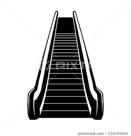 Escalator black vector icon on white background 110145683