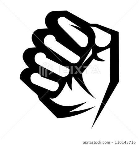 Fist black vector icon on white background 110145716