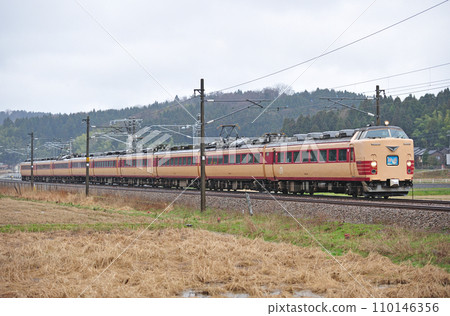 Hokuriku Main Line Ushinotani-Daishoji JR West 485 series A01 formation (Kyoto) Raicho 110146356