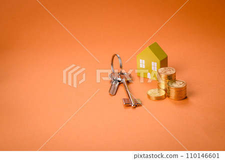 A small wooden house and keys as an idea for investing in your own home 110146601