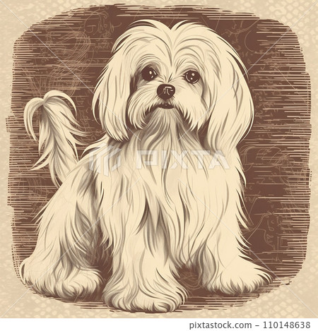 Maltese dog, old vintage retro postcard style, close-up portrait, cute pet, creative animal illustration Maltese dog, old vintage retro postcard style, close-up portrait, cute pet, creative animal illustration 110148638