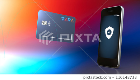 Cash card and high end mobile phone for secure online banking, money transfers and remittances - 3d illustration Cash card and high end mobile phone for secure online banking, money transfers and remittances - 3d illustration 110148738