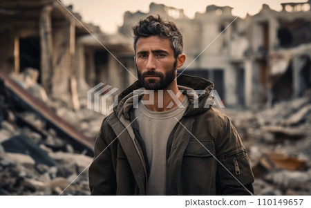 AI-generated content. Civilian refugee affected from war and battle has no comeliness AI-generated content. Civilian refugee affected from war and battle has no comeliness 110149657