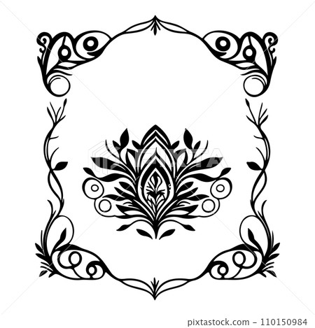 wedding invite batik ornaments design hand draw element illustration black 110150984