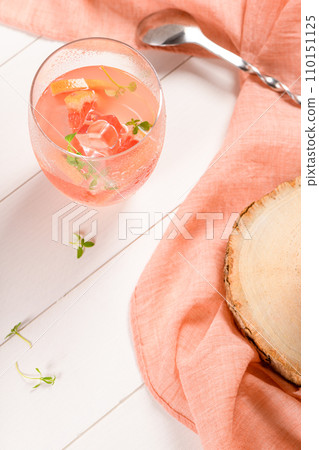 Grapefruit lemonade with thyme Grapefruit lemonade with thyme 110151125