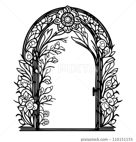 wedding gate with ornament batik flower illustration sketch hand draw wedding gate with ornament batik flower illustration sketch hand draw 110151155