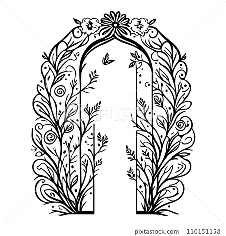 wedding gate with ornament batik flower illustration sketch hand draw wedding gate with ornament batik flower illustration sketch hand draw 110151158