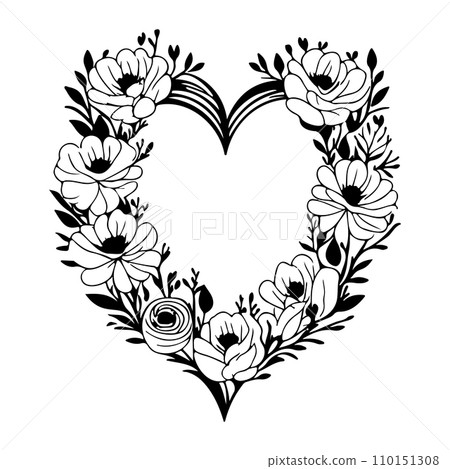 frame love wedding flowers illustration sketch hand draw frame love wedding flowers illustration sketch hand draw 110151308