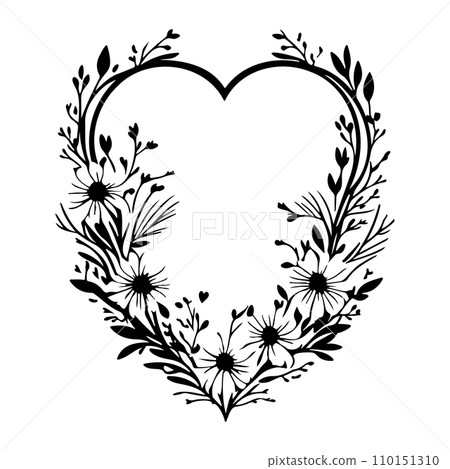 frame love wedding flowers illustration sketch hand draw frame love wedding flowers illustration sketch hand draw 110151310