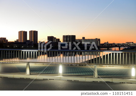 橫跨新中川的大杉橋（東京都江戶川區） 110151451